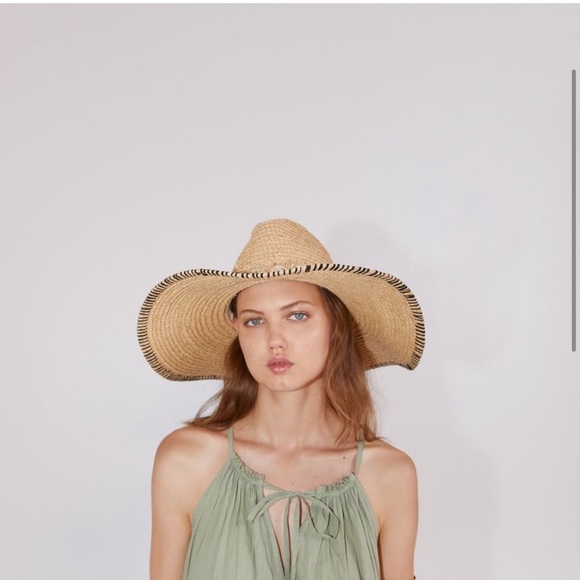 Zara Raffia Hat with Shell Trim main image 2